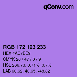 カラーコード: RGB 172 123 233 | qconv.com