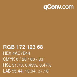 Color code: RGB 172 123 68 | qconv.com