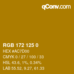Color code: RGB 172 125 0 | qconv.com