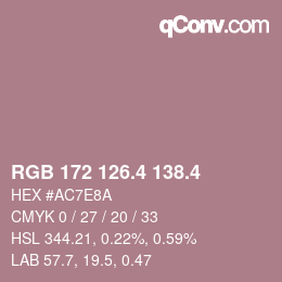 カラーコード: RGB 172 126.4 138.4 | qconv.com