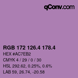 カラーコード: RGB 172 126.4 178.4 | qconv.com