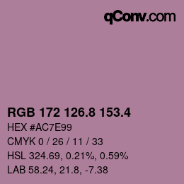 カラーコード: RGB 172 126.8 153.4 | qconv.com