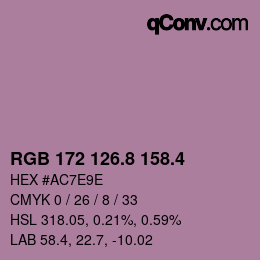 カラーコード: RGB 172 126.8 158.4 | qconv.com