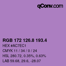 カラーコード: RGB 172 126.8 193.4 | qconv.com