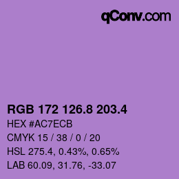 カラーコード: RGB 172 126.8 203.4 | qconv.com