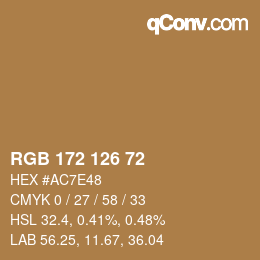 Color code: RGB 172 126 72 | qconv.com