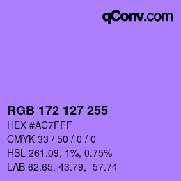Color code: RGB 172 127 255 | qconv.com