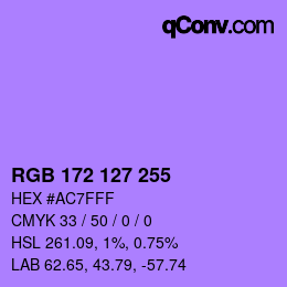 Color code: RGB 172 127 255 | qconv.com