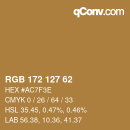 Color code: RGB 172 127 62 | qconv.com