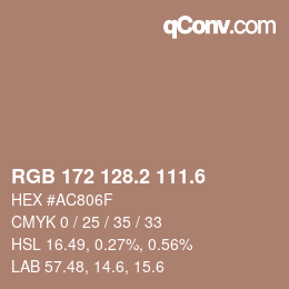 カラーコード: RGB 172 128.2 111.6 | qconv.com