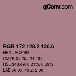 カラーコード: RGB 172 128.2 136.6 | qconv.com