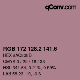カラーコード: RGB 172 128.2 141.6 | qconv.com