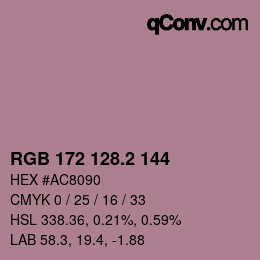 カラーコード: RGB 172 128.2 144 | qconv.com