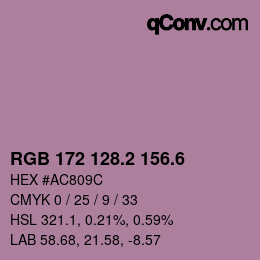 カラーコード: RGB 172 128.2 156.6 | qconv.com