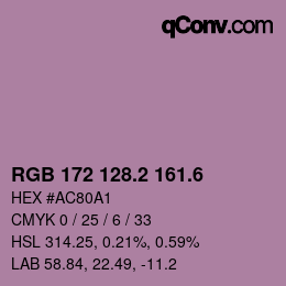 カラーコード: RGB 172 128.2 161.6 | qconv.com