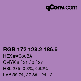 カラーコード: RGB 172 128.2 186.6 | qconv.com