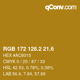カラーコード: RGB 172 128.2 21.6 | qconv.com