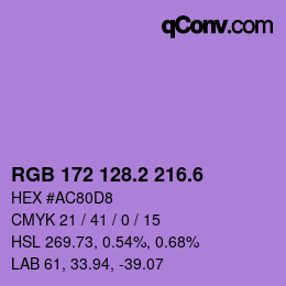 カラーコード: RGB 172 128.2 216.6 | qconv.com