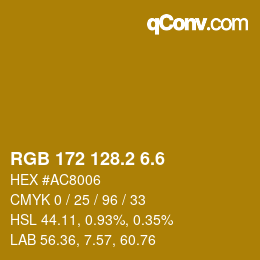 カラーコード: RGB 172 128.2 6.6 | qconv.com