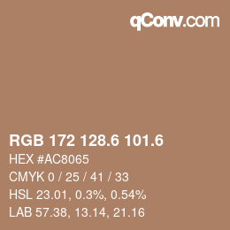 カラーコード: RGB 172 128.6 101.6 | qconv.com