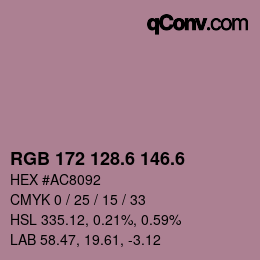 カラーコード: RGB 172 128.6 146.6 | qconv.com