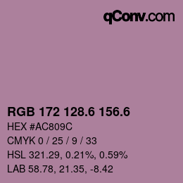 カラーコード: RGB 172 128.6 156.6 | qconv.com