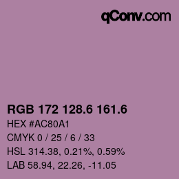 カラーコード: RGB 172 128.6 161.6 | qconv.com