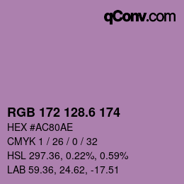 カラーコード: RGB 172 128.6 174 | qconv.com