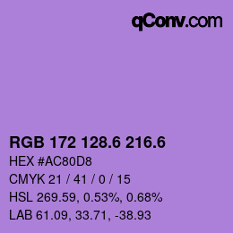 カラーコード: RGB 172 128.6 216.6 | qconv.com