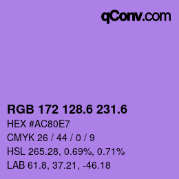 カラーコード: RGB 172 128.6 231.6 | qconv.com