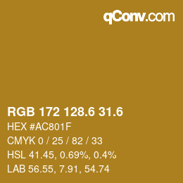 カラーコード: RGB 172 128.6 31.6 | qconv.com
