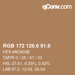 カラーコード: RGB 172 128.6 91.6 | qconv.com
