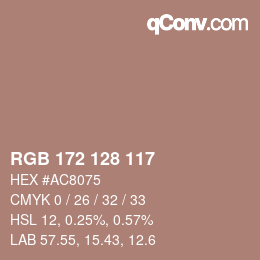Color code: RGB 172 128 117 | qconv.com