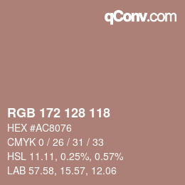 Color code: RGB 172 128 118 | qconv.com