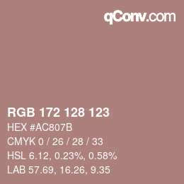 カラーコード: RGB 172 128 123 | qconv.com