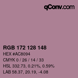 Color code: RGB 172 128 148 | qconv.com