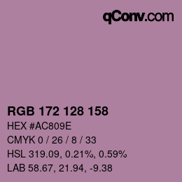 カラーコード: RGB 172 128 158 | qconv.com