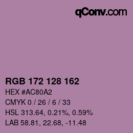 颜色代码: RGB 172 128 162 | qconv.com