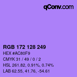 Farbcode: RGB 172 128 249 | qconv.com