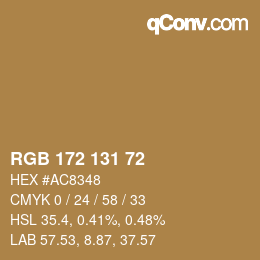 Color code: RGB 172 131 72 | qconv.com