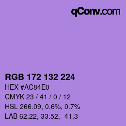 Color code: RGB 172 132 224 | qconv.com