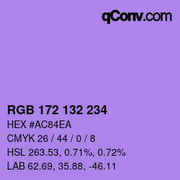 カラーコード: RGB 172 132 234 | qconv.com