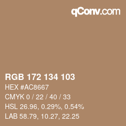 Color code: RGB 172 134 103 | qconv.com