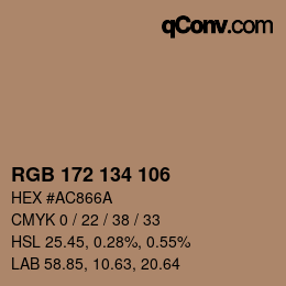Color code: RGB 172 134 106 | qconv.com