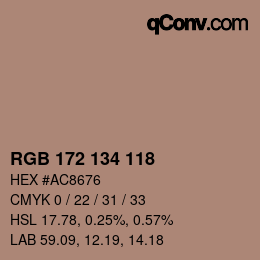 Color code: RGB 172 134 118 | qconv.com