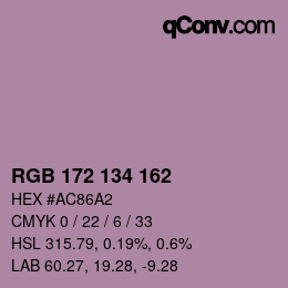 Color code: RGB 172 134 162 | qconv.com