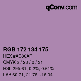 Color code: RGB 172 134 175 | qconv.com