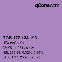 Color code: RGB 172 134 193 | qconv.com