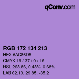 Color code: RGB 172 134 213 | qconv.com