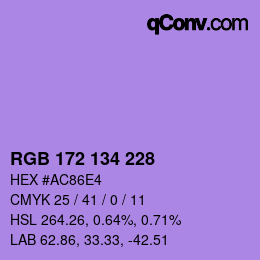 Color code: RGB 172 134 228 | qconv.com